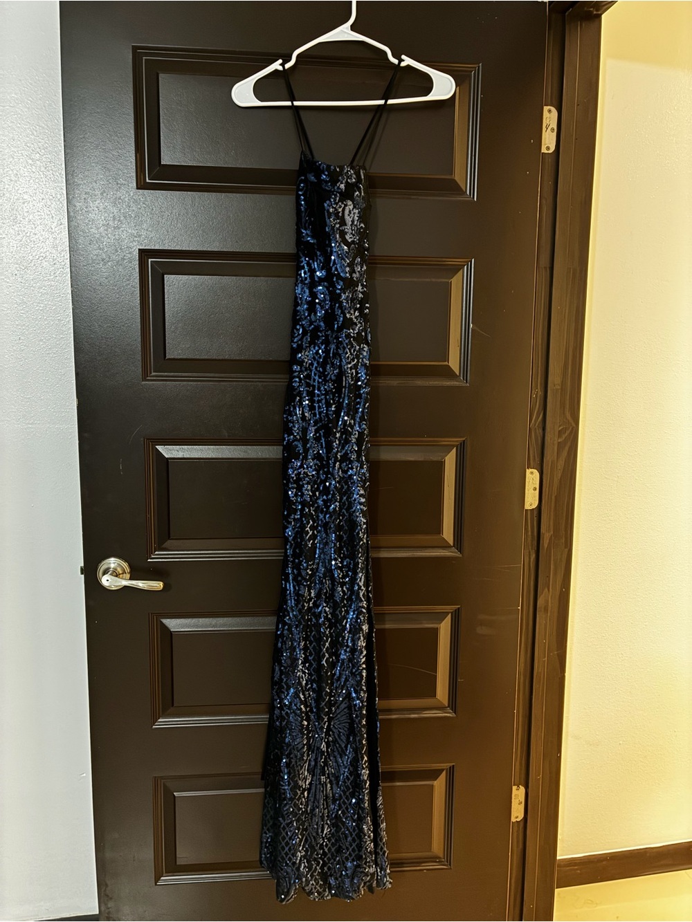 Blue Velvet Sequin Floor-Length Dress - Unbranded